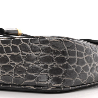 Celine Calfskin Crocodile Embossed Medium Tassel Bag Anthracite 10 of 10