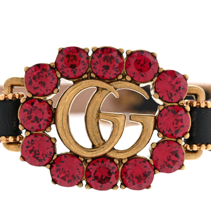 Gucci Calfskin Crystal Embellished Double G Choker Necklace Red 4 of 8