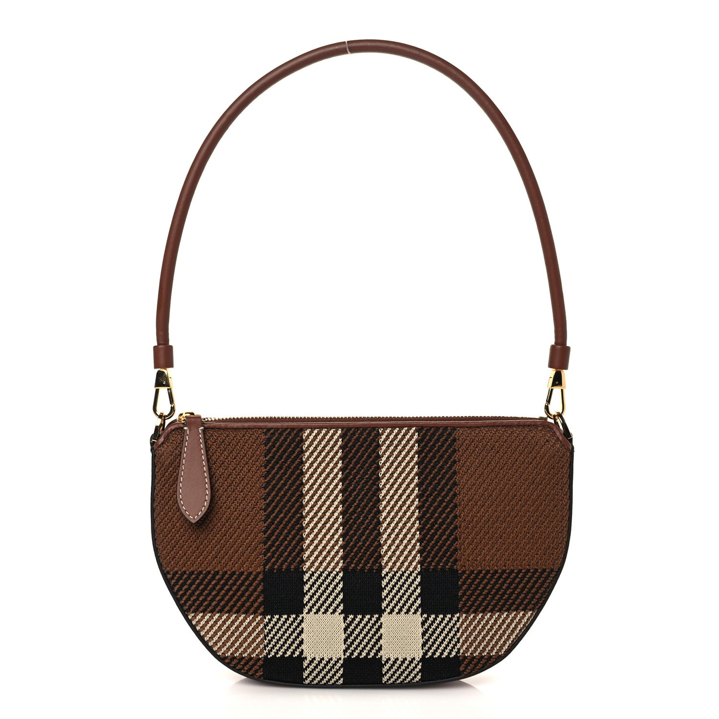 Canvas Calfskin Check Knitted Small Olympia Birch Brown