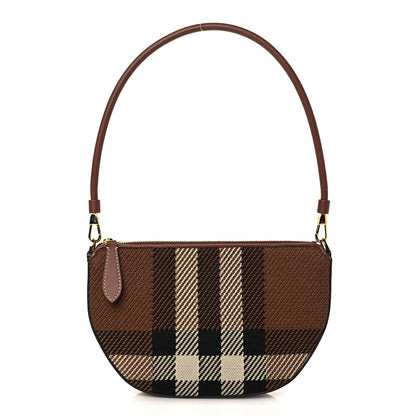 Burberry Canvas Calfskin Check Knitted Small Olympia Birch Brown 1 of 8