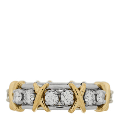 Tiffany Platinum 18K Yellow Gold Diamond Schlumberger Sixteen Stone Ring 53 6.5 3 of 7
