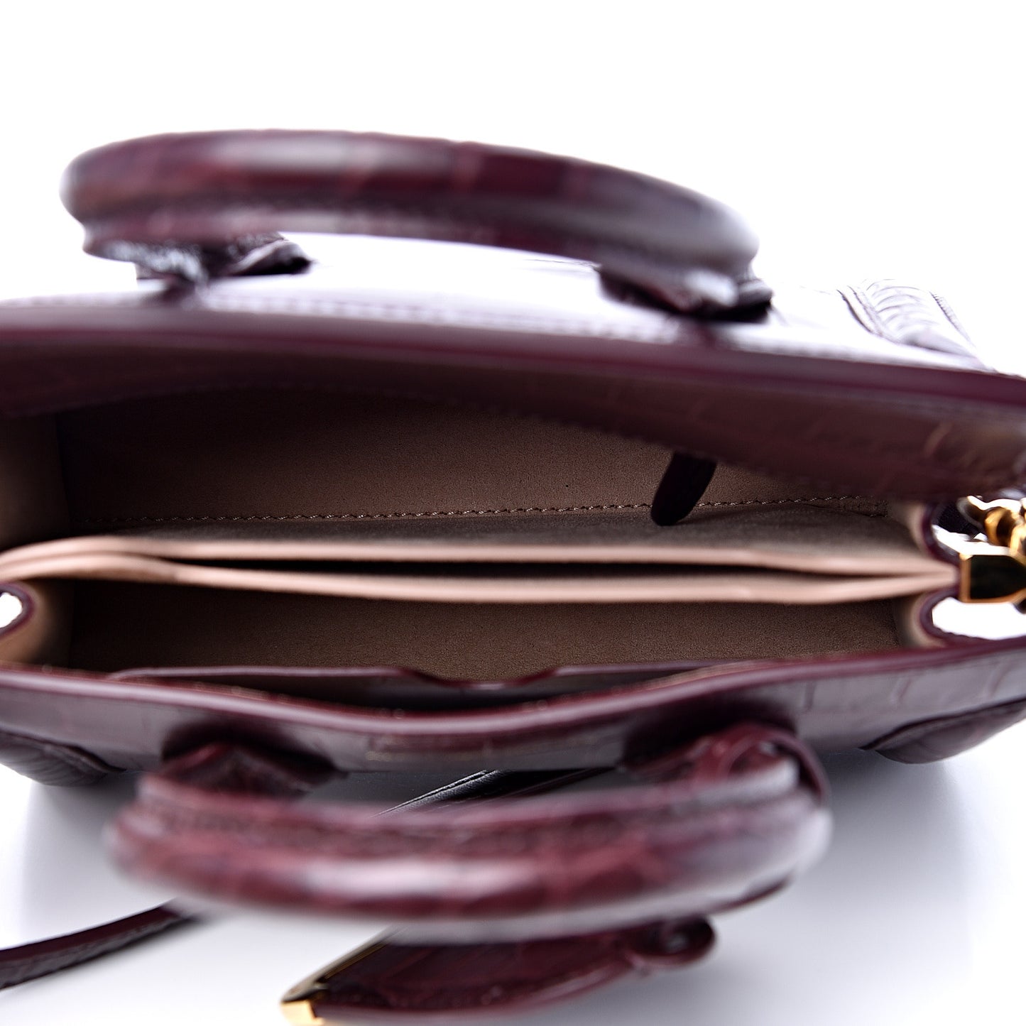 Calfskin Crocodile Embossed Mini Heroine 21 Burgundy