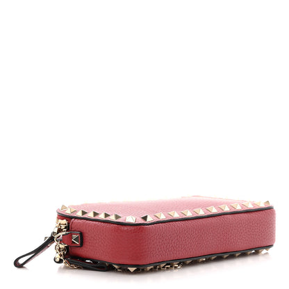 Valentino Garavani Pebbled Calfskin Rockstud Double Zip Camera Crossbody Bag Rosso Valentino 4 of 12
