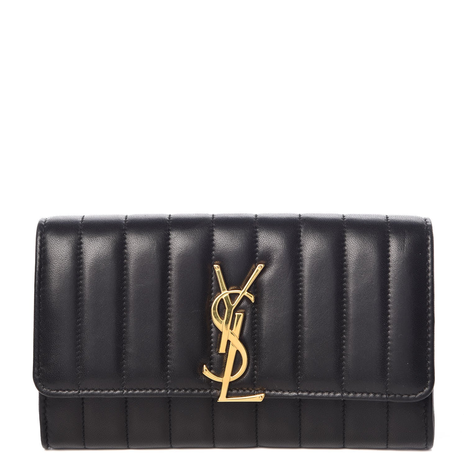 Saint Laurent Lambskin Matelasse Monogram Large Vicky Continental Wallet Black 1 of 10