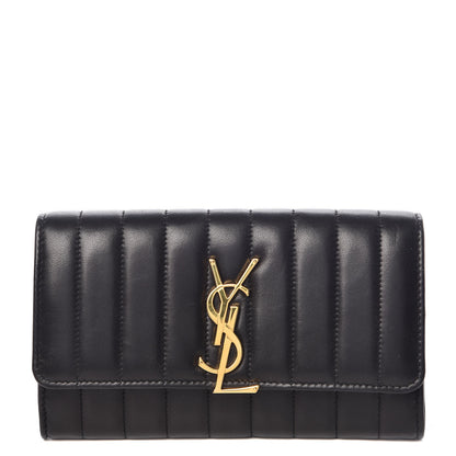 Saint Laurent Lambskin Matelasse Monogram Large Vicky Continental Wallet Black 1 of 10