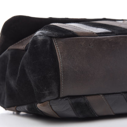 Chanel Suede Lambskin Glazed Calfskin Lady Vintage Chevron Flap Black Brown 6 of 10