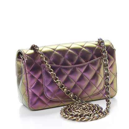 Chanel Iridescent Lambskin Quilted Mini Rectangular Flap Purple 3 of 10