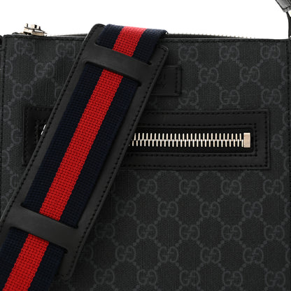 Gucci GG Supreme Monogram Web Small Flat Messenger Bag Black Grey 8 of 11