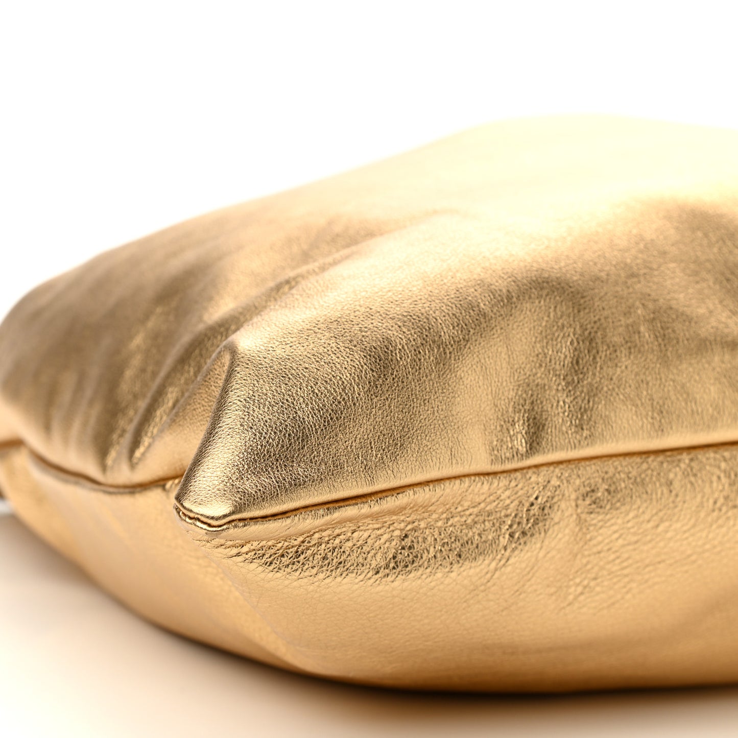 Laminated Calfskin Medium Drawstring Pouch Bag Oro Black