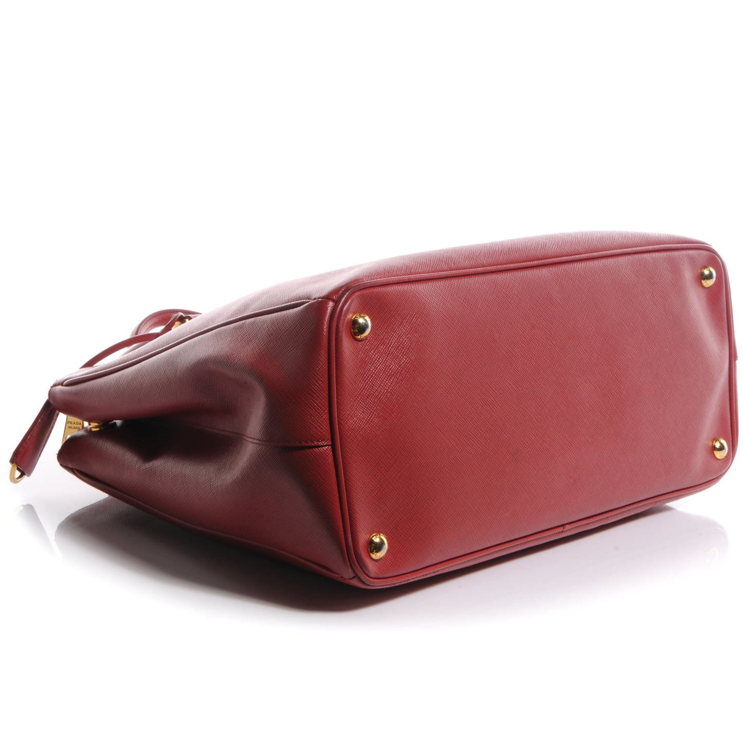 Saffiano Lux Double Zip Top Handle Tote Fuoco