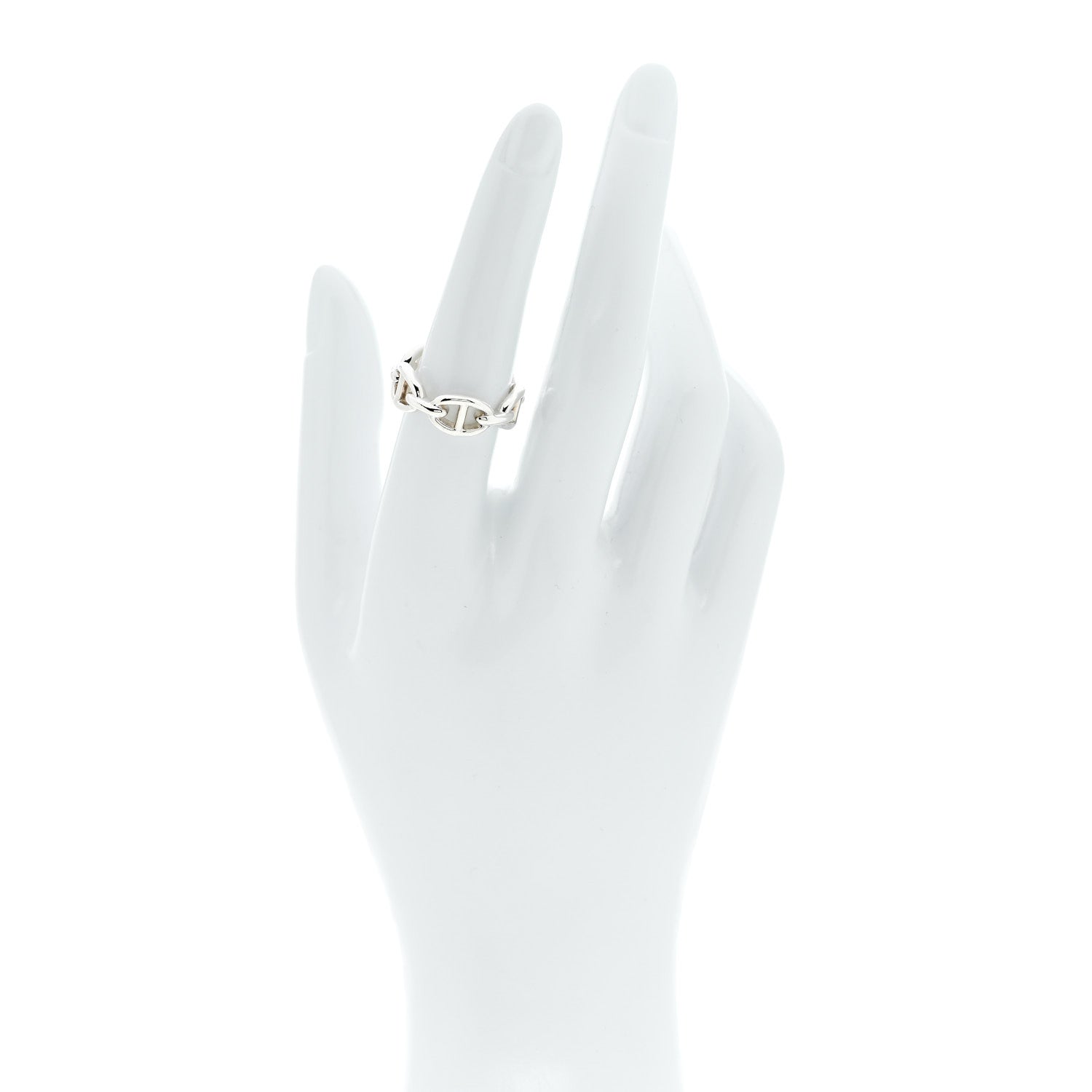 Hermes Sterling Silver PM Chaine d'Ancre Enchainee Band Ring 54 6.75 2 of 7