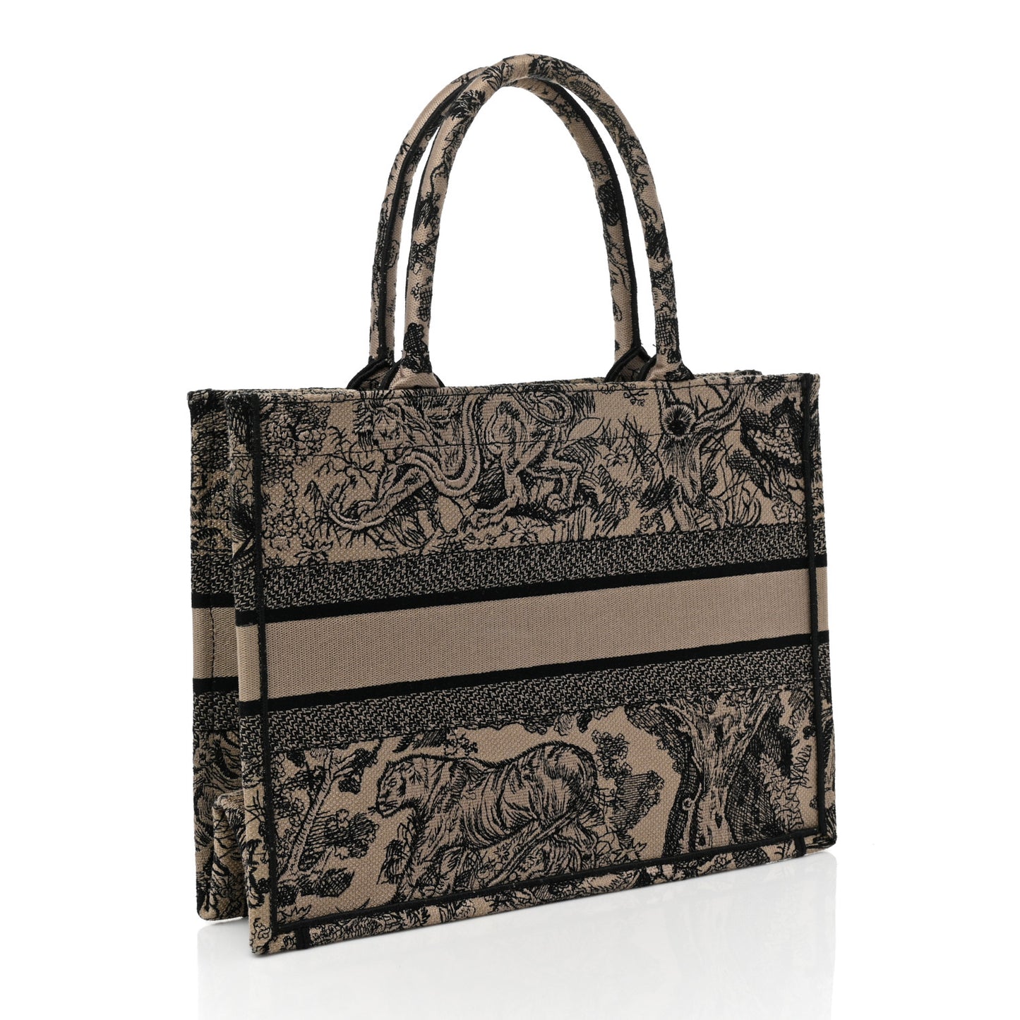 Canvas Embroidered Medium Dioriviera Toile De Jouy Book Tote Black