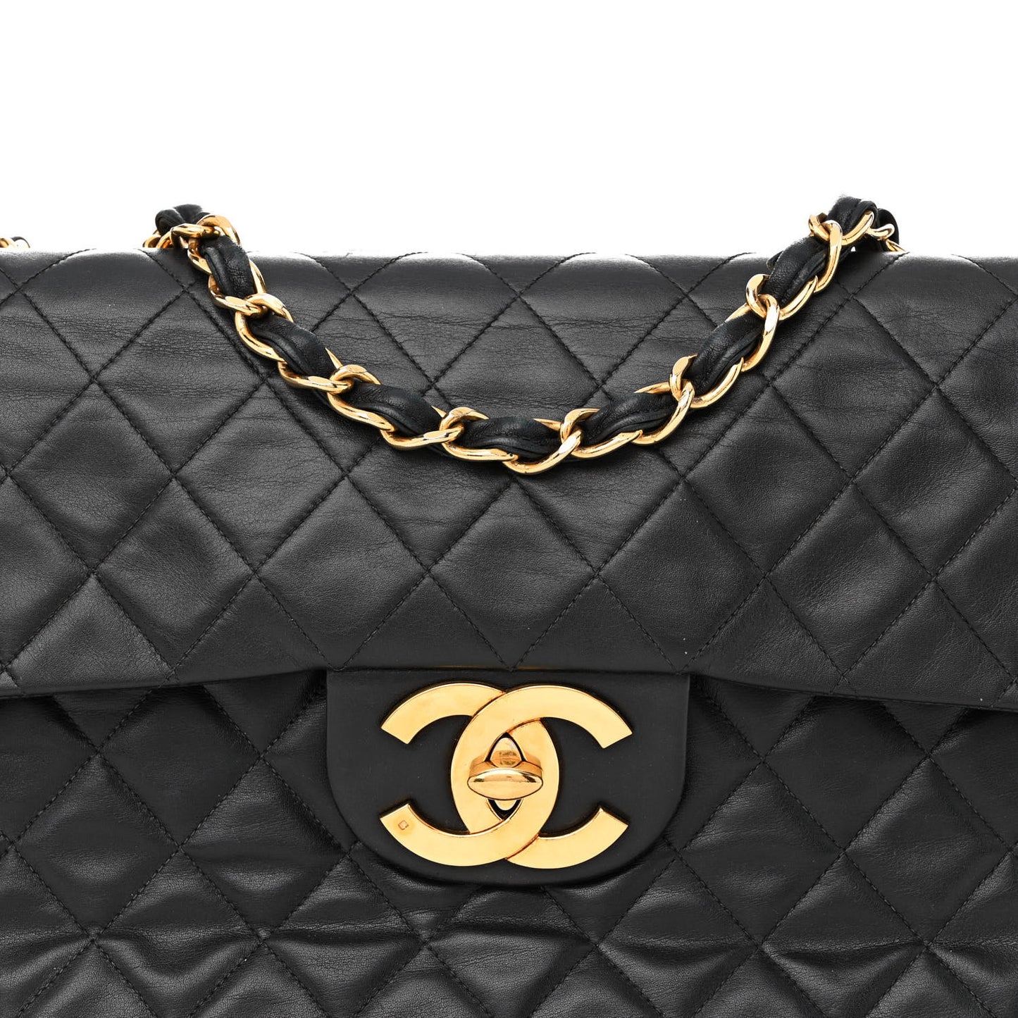 Lambskin Quilted XL Jumbo Single Flap Black
