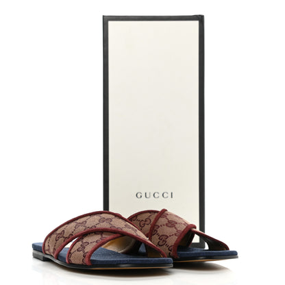 Gucci Canvas GG Monogram Womens Criss Cross Slide Sandals 39 Sahara Rubino Chardonnay 9 of 9