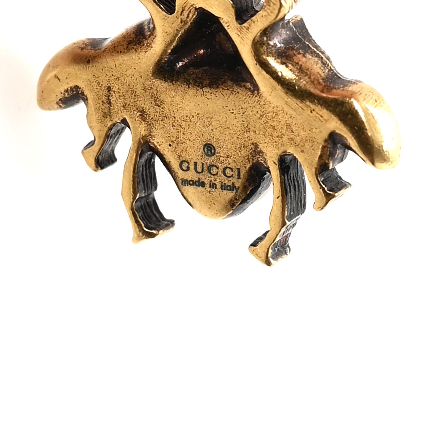 Gucci Crystal Pearl Bee Logo Charm Bracelet Aged Gold 5 of 6