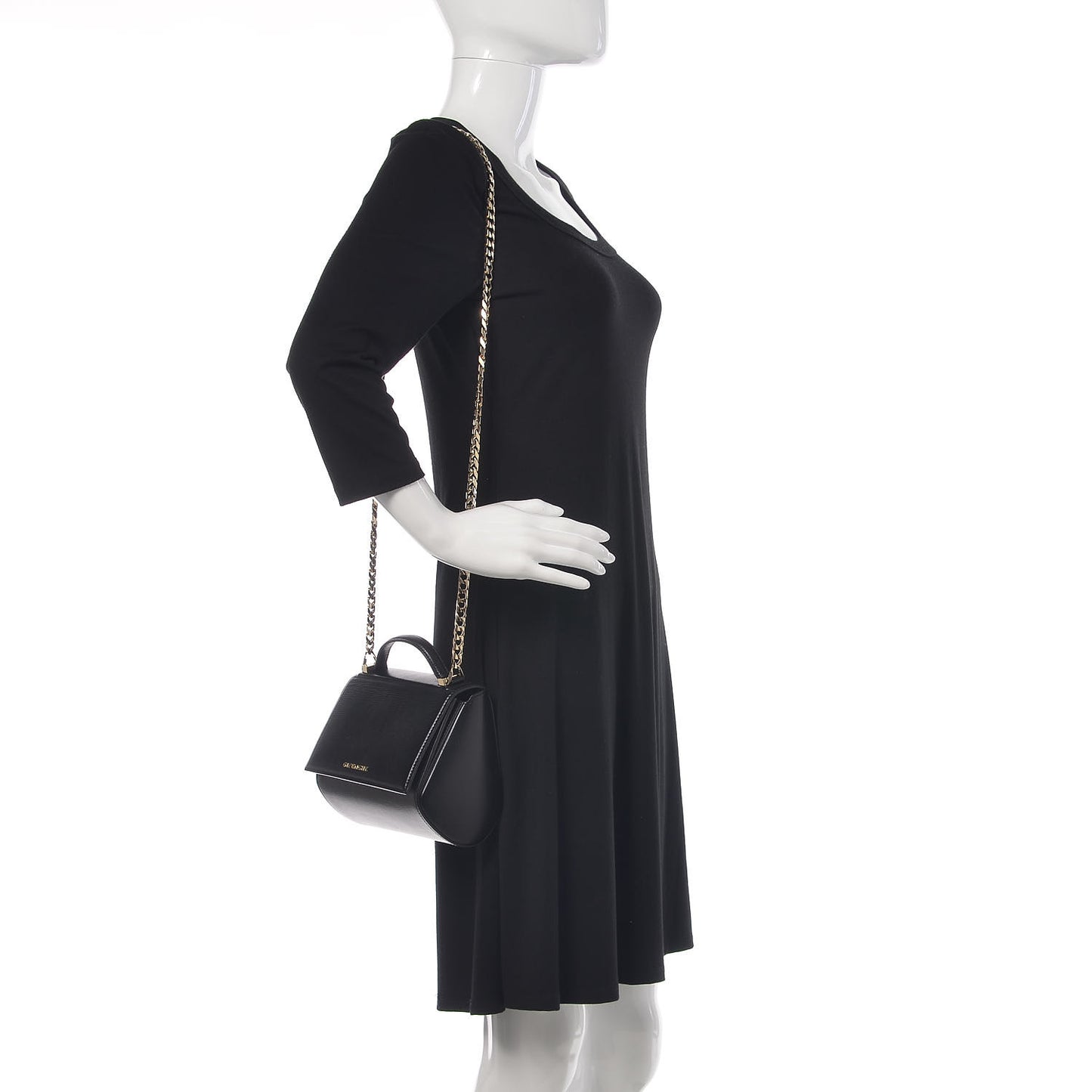 Textured Calfskin Mini Pandora Box Chain Crossbody Bag Black