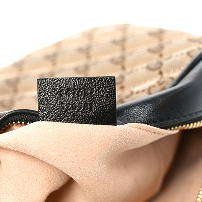 Gucci Monogram Matelasse Diagonal Small GG Marmont Chain Shoulder Bag Beige Black 7 of 10