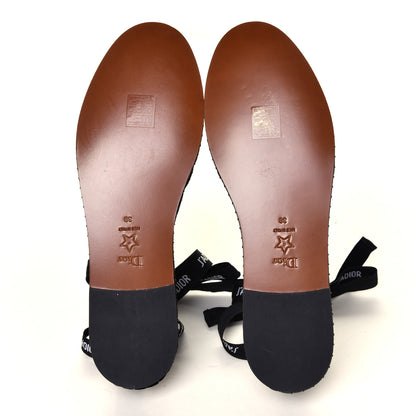 Christian Dior Mesh Nicely-D Ankle Tie Flat Espadrilles 39 Black 6 of 6