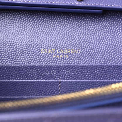 Saint Laurent Grain De Poudre Mixed Matelasse Triquilt Monogram Chain Wallet Mauve 6 of 10