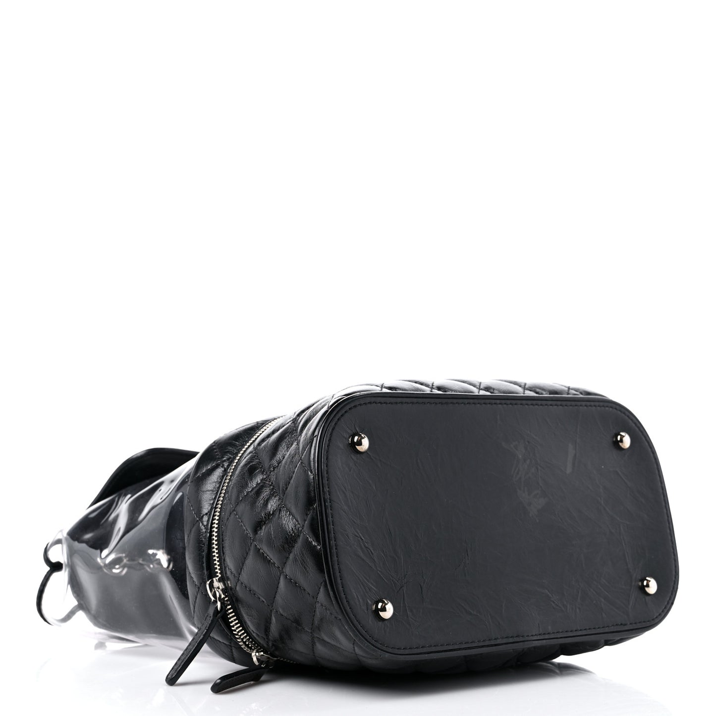 Crumpled Calfskin PVC Quilted Large Aquarium Backpack Black