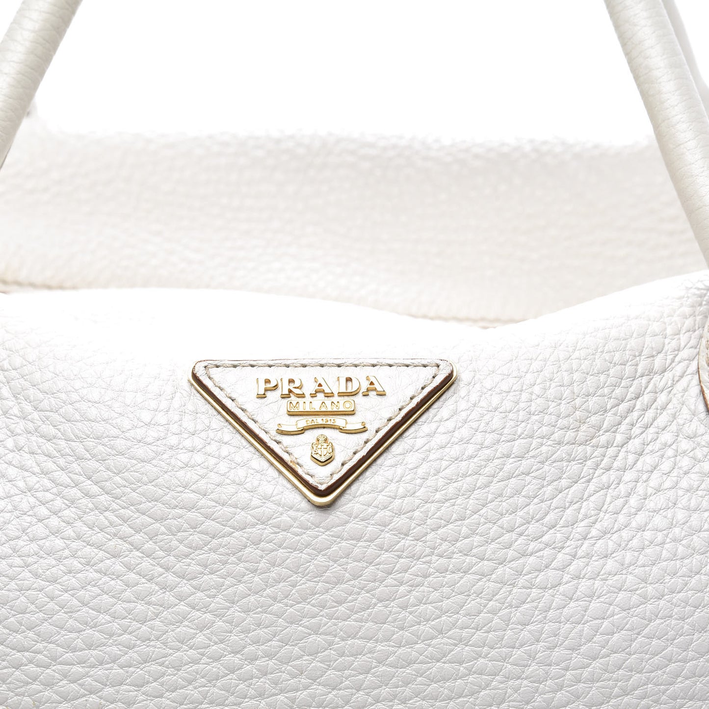 Vitello Daino Medium Top Handle Bag White