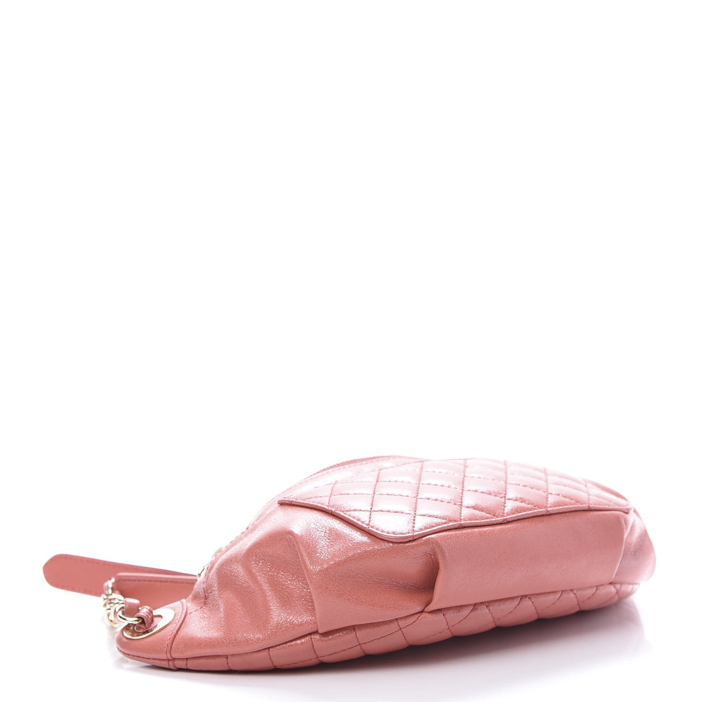 Crumpled Glazed Lambskin Quilted Waist Bag Fanny Pack Pink