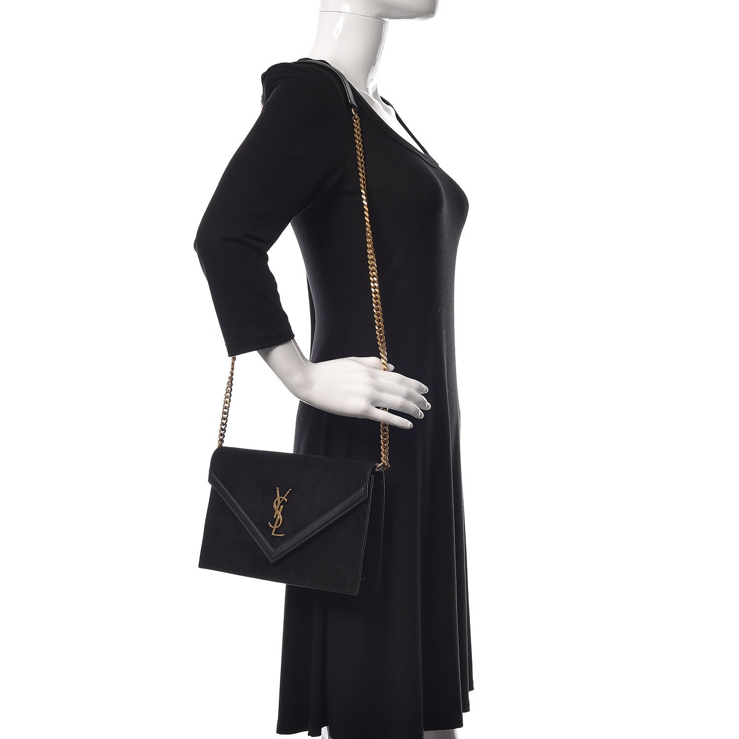 Saint Laurent Suede Calfskin Monogram Le Sept Chain Bag Black 2 of 9