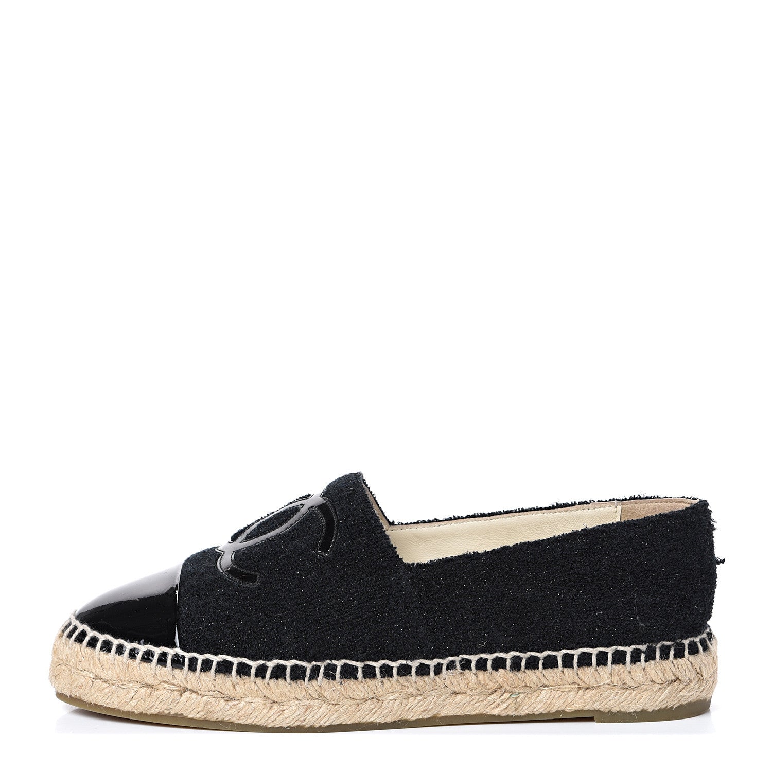 Chanel Fabric Patent Calfskin CC Espadrilles 36 Black 1 of 12