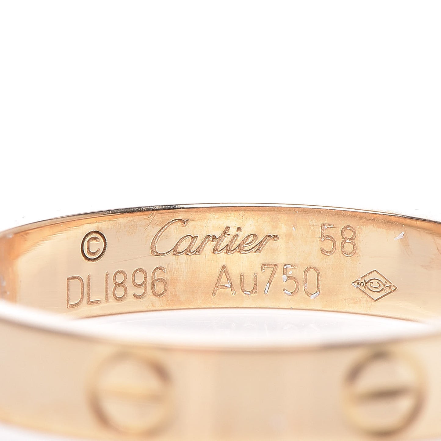18K Yellow Gold 3.5mm LOVE Wedding Band Ring 58 8.25
