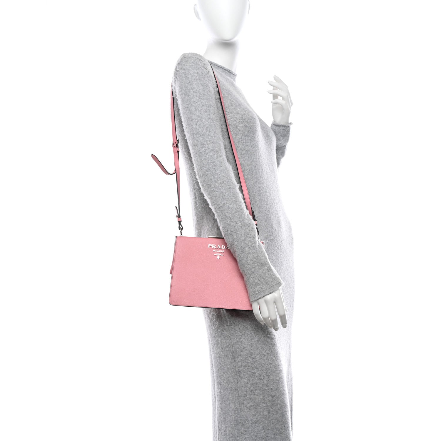 Prada Saffiano City Calf Light Frame Bag Pink 2 of 12