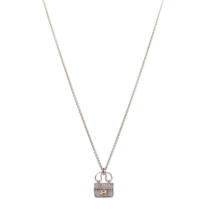 Hermes 18K Rose Gold Diamond Constance Amulette Pendant Necklace 1 of 7