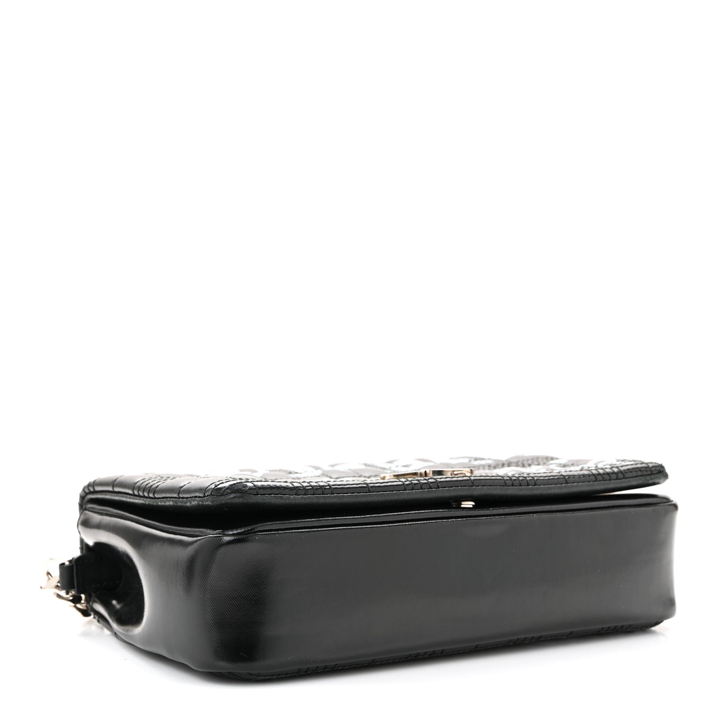 Patent Quilted Horseferry Print Small Lola Bag Black