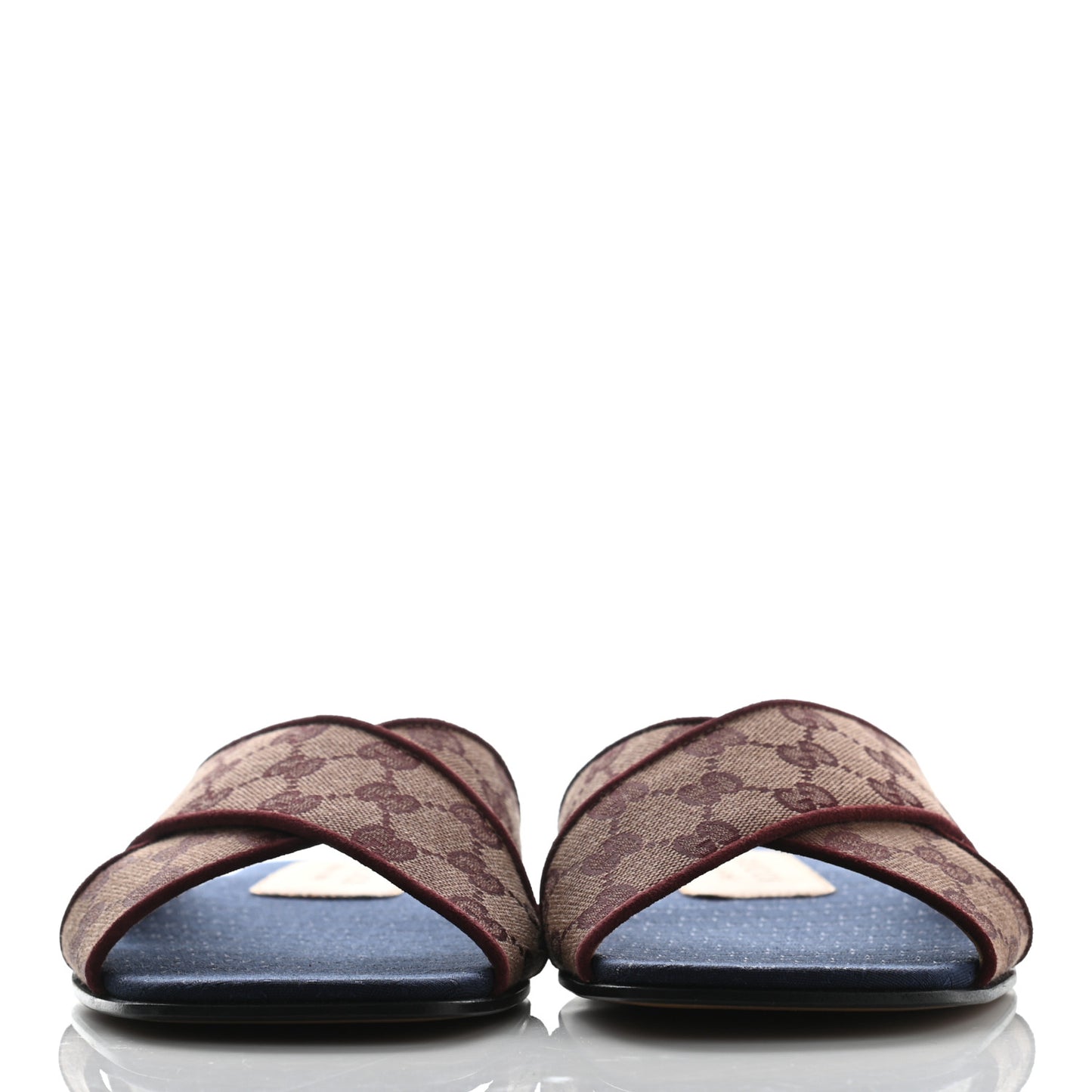 Canvas GG Monogram Mens Criss Cross Slide Sandals 7.5 Sahara Rubino Chardonnay