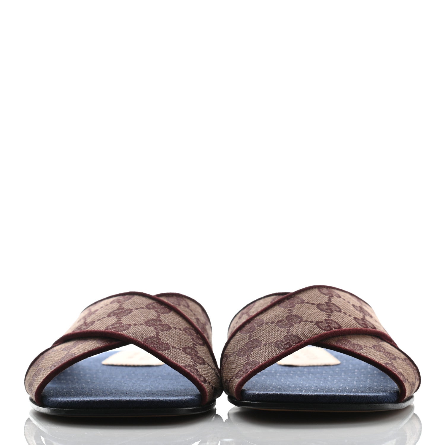 Gucci Canvas GG Monogram Mens Criss Cross Slide Sandals 7.5 Sahara Rubino Chardonnay 2 of 8
