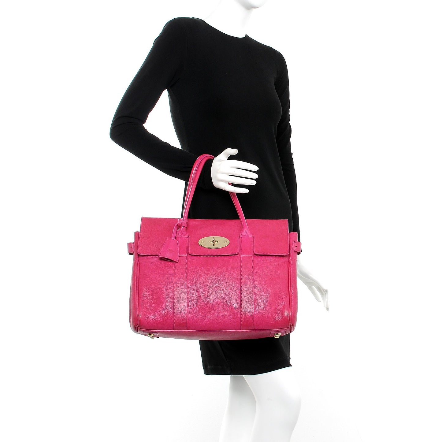 Spongy Pebbled Calfskin Bayswater Hot Fuchsia