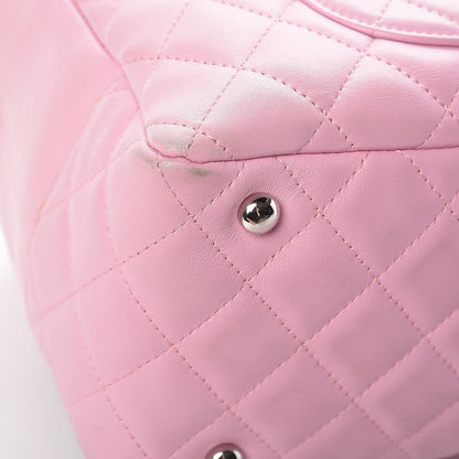 Chanel Calfskin Quilted Large Cambon Bowler Pink Black 13 of 20