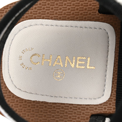 Chanel Fabric Lambskin CC Sandals 38 White 7 of 10