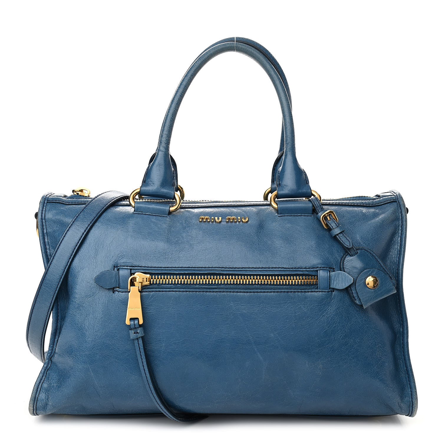 Miu Miu Vitello Shine Zip Tote Oceano 1 of 9