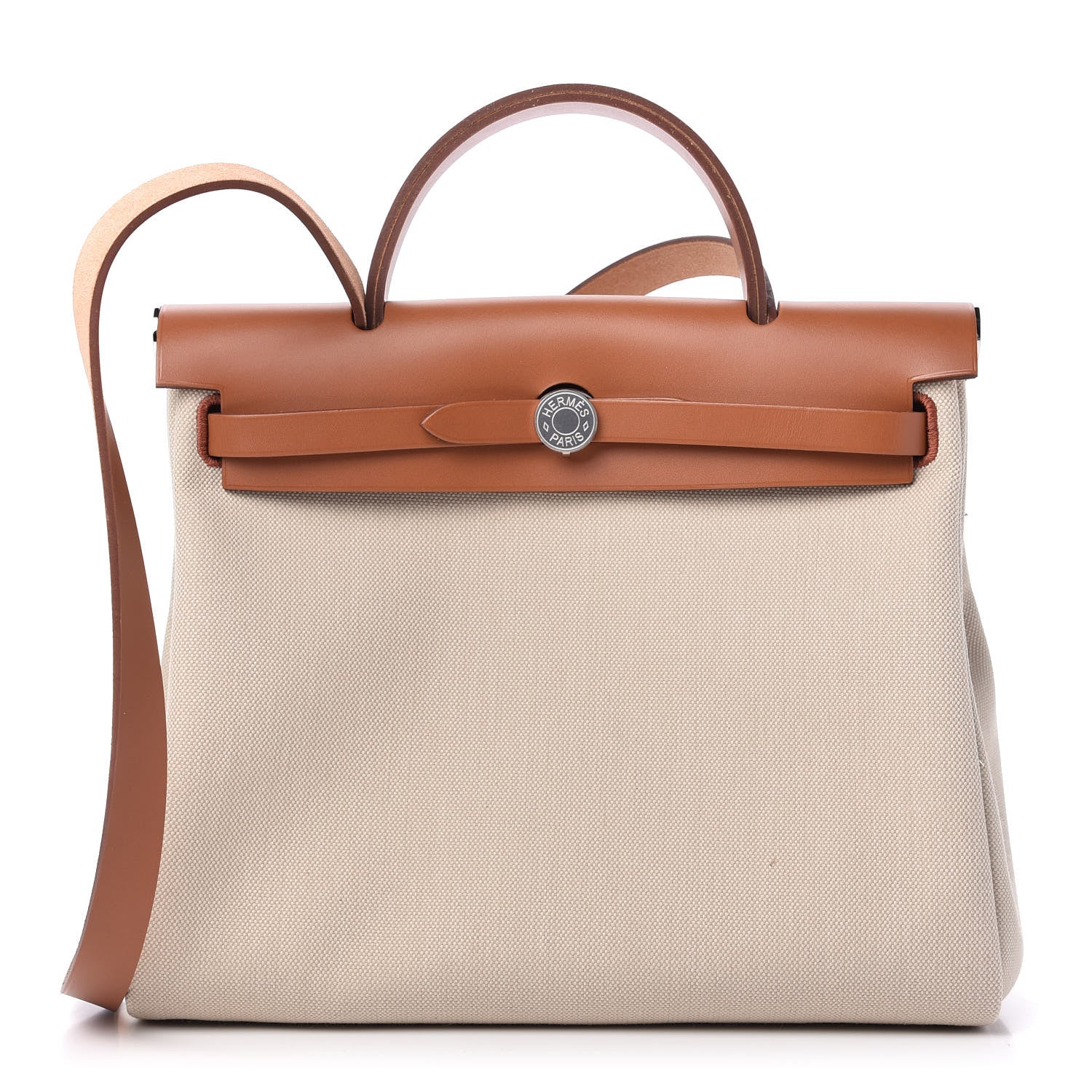 Hermes Military Toile Vache Hunter Herbag Zip Retourne 31 PM Beton Fauve 3 of 11