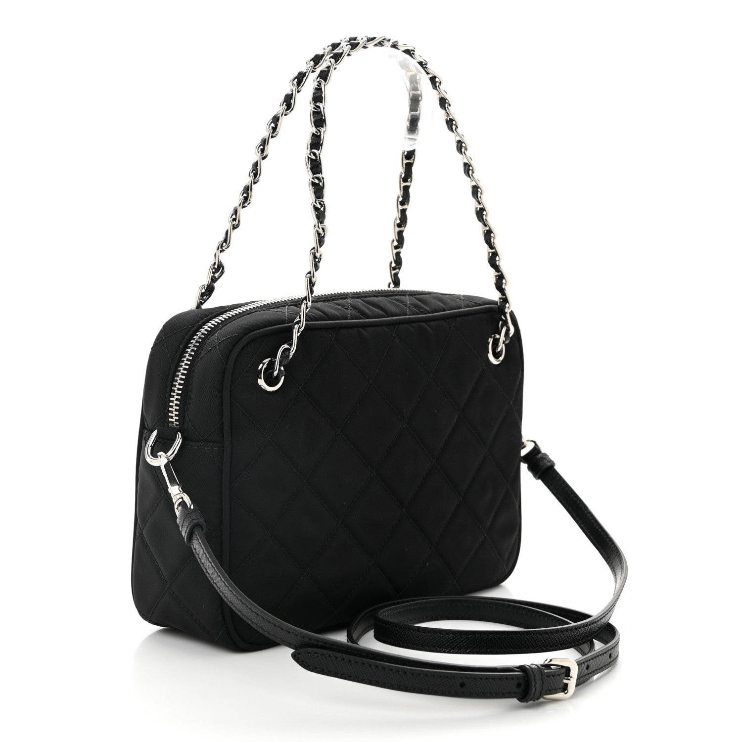 Prada Nylon Tessuto Impuntu Quilted Bandoliera Crossbody Bag Black 3 of 11