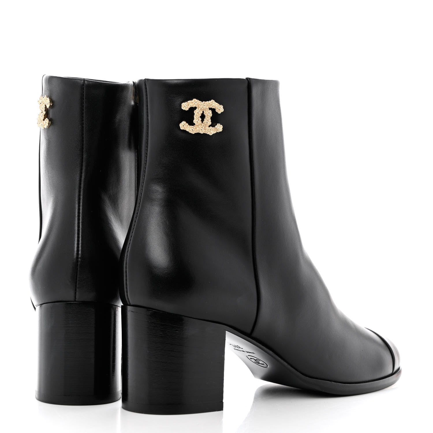Chanel Calfskin CC Ankle Boots 37 Black 4 of 10