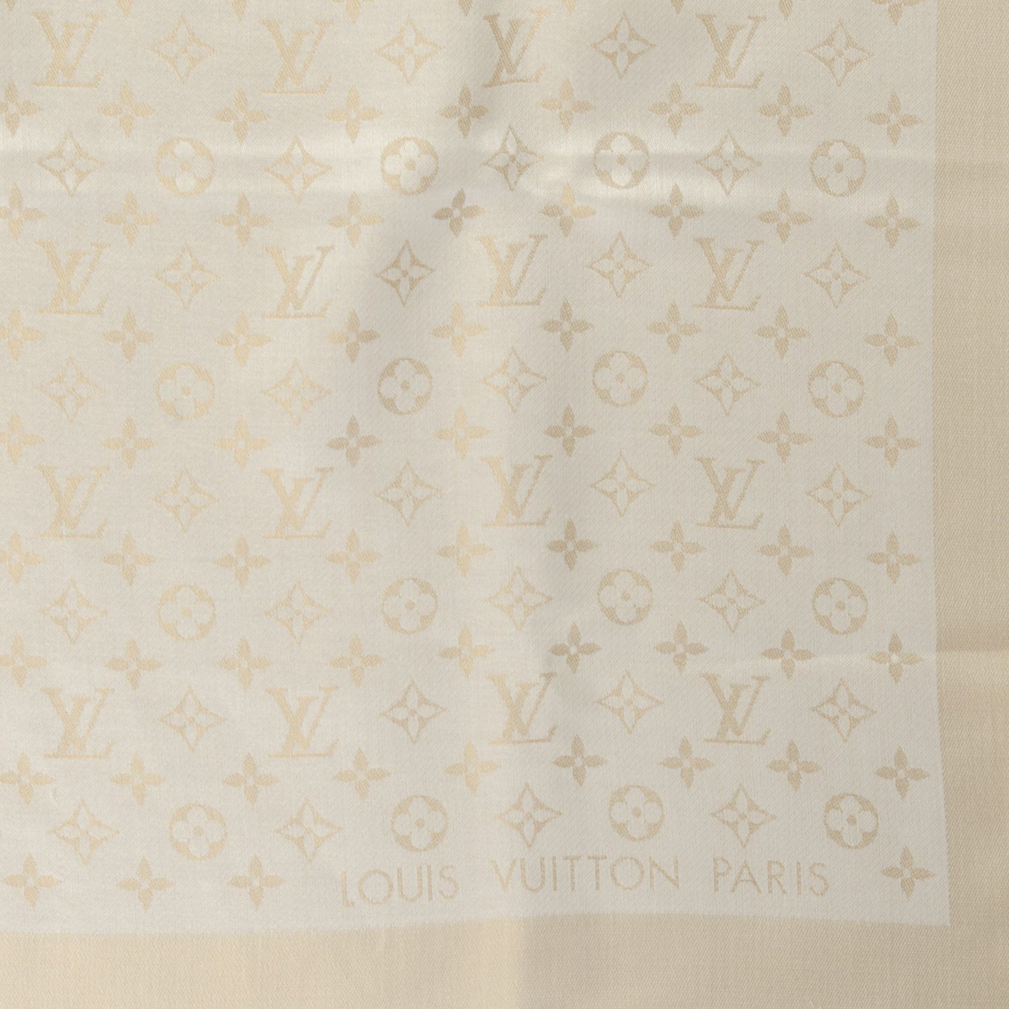 Silk Lurex Wool Monogram Shine Shawl Beige