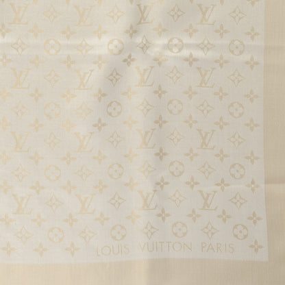 Louis Vuitton Silk Lurex Wool Monogram Shine Shawl Beige 3 of 4