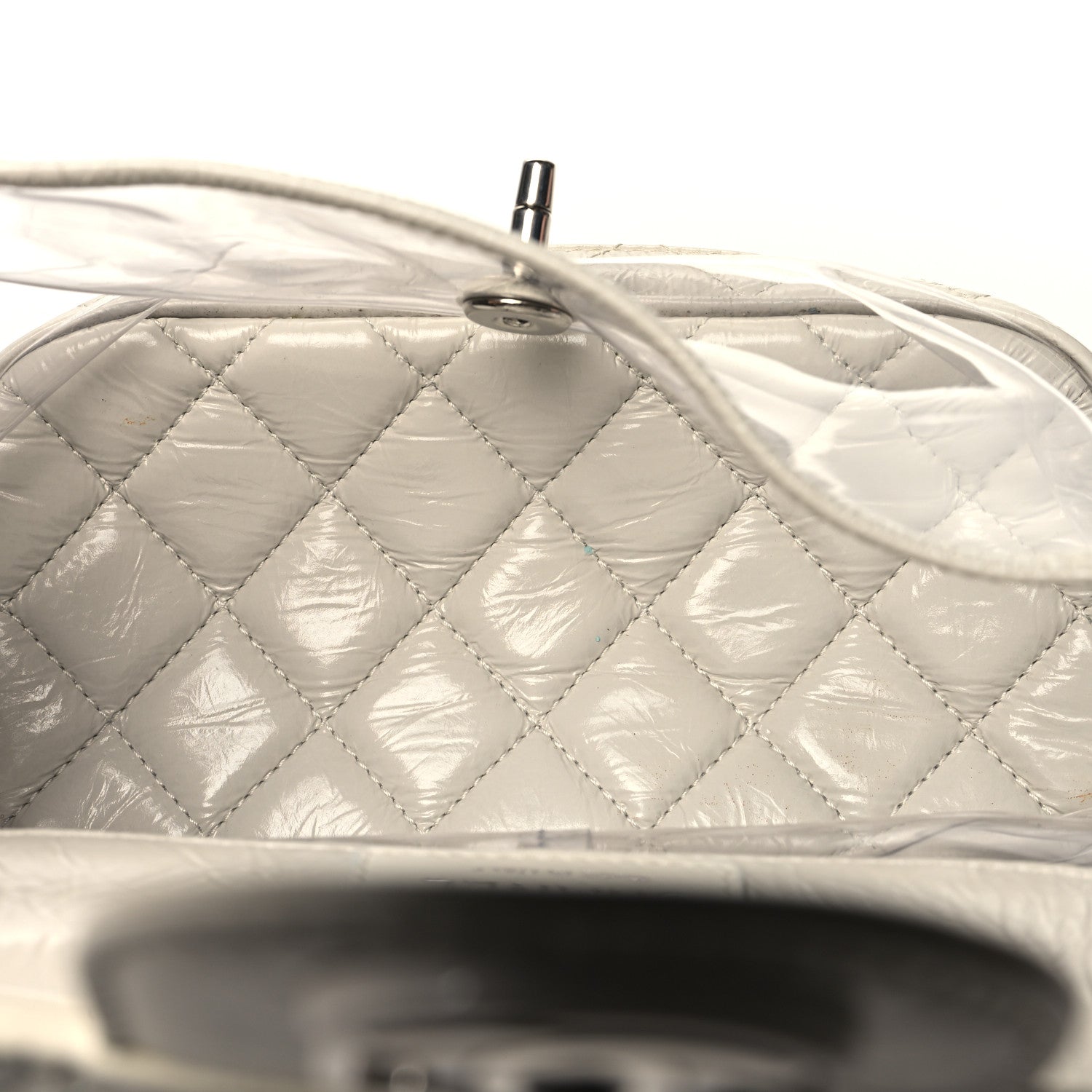 Chanel Crumpled Calfskin PVC Quilted Flap White 6 of 11