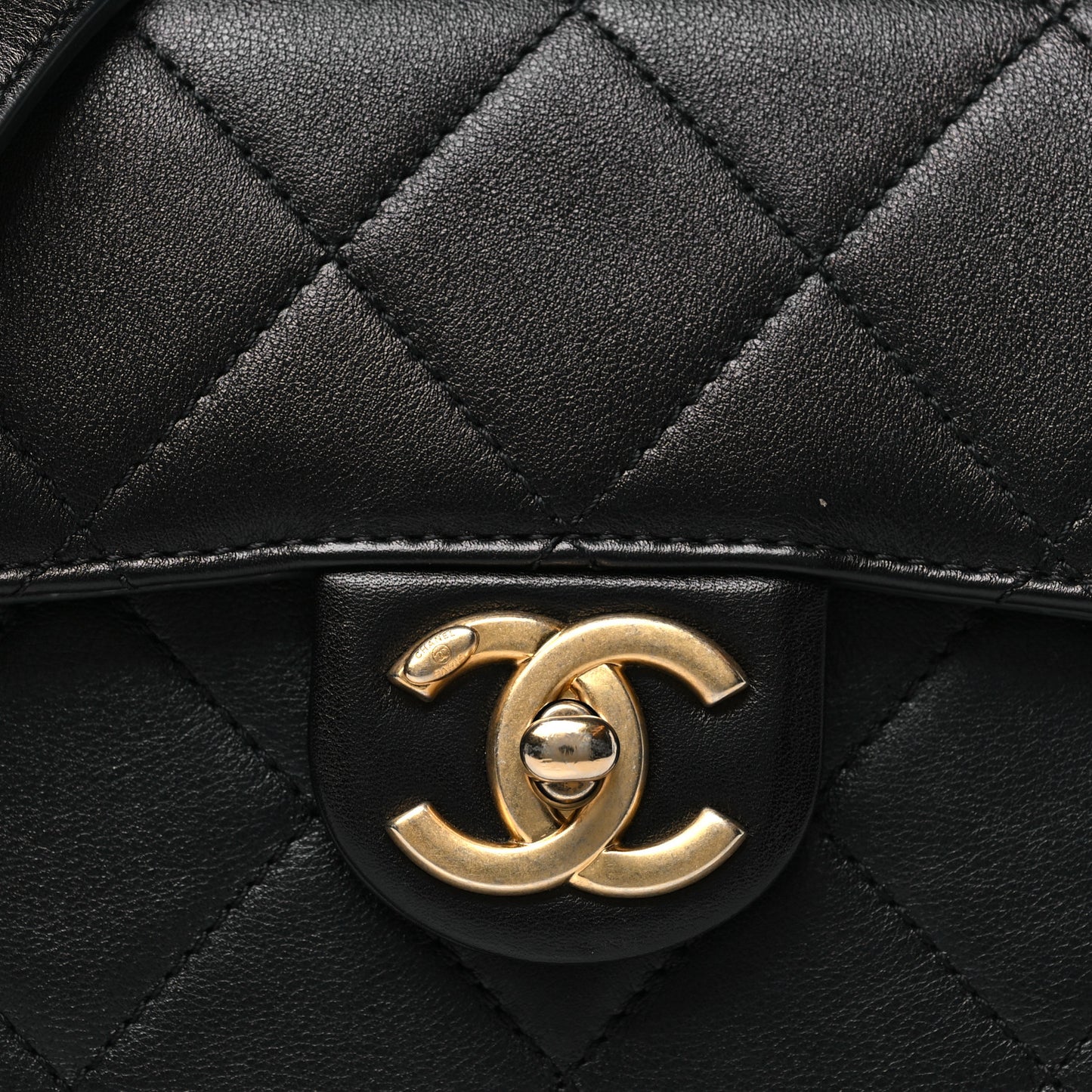 Calfskin Quilted Moon Messenger Black