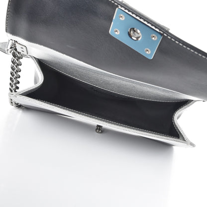 Chanel Metallic Goatskin Calfskin Medium Boy Flap Silver Black 6 of 9