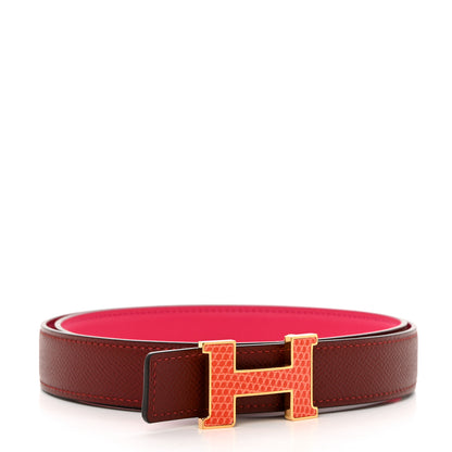 Hermes Epsom Swift Lizard 24mm Mini Constance H Belt 85 34 Orange Poppy Rose Mexico Rouge H 2 of 9