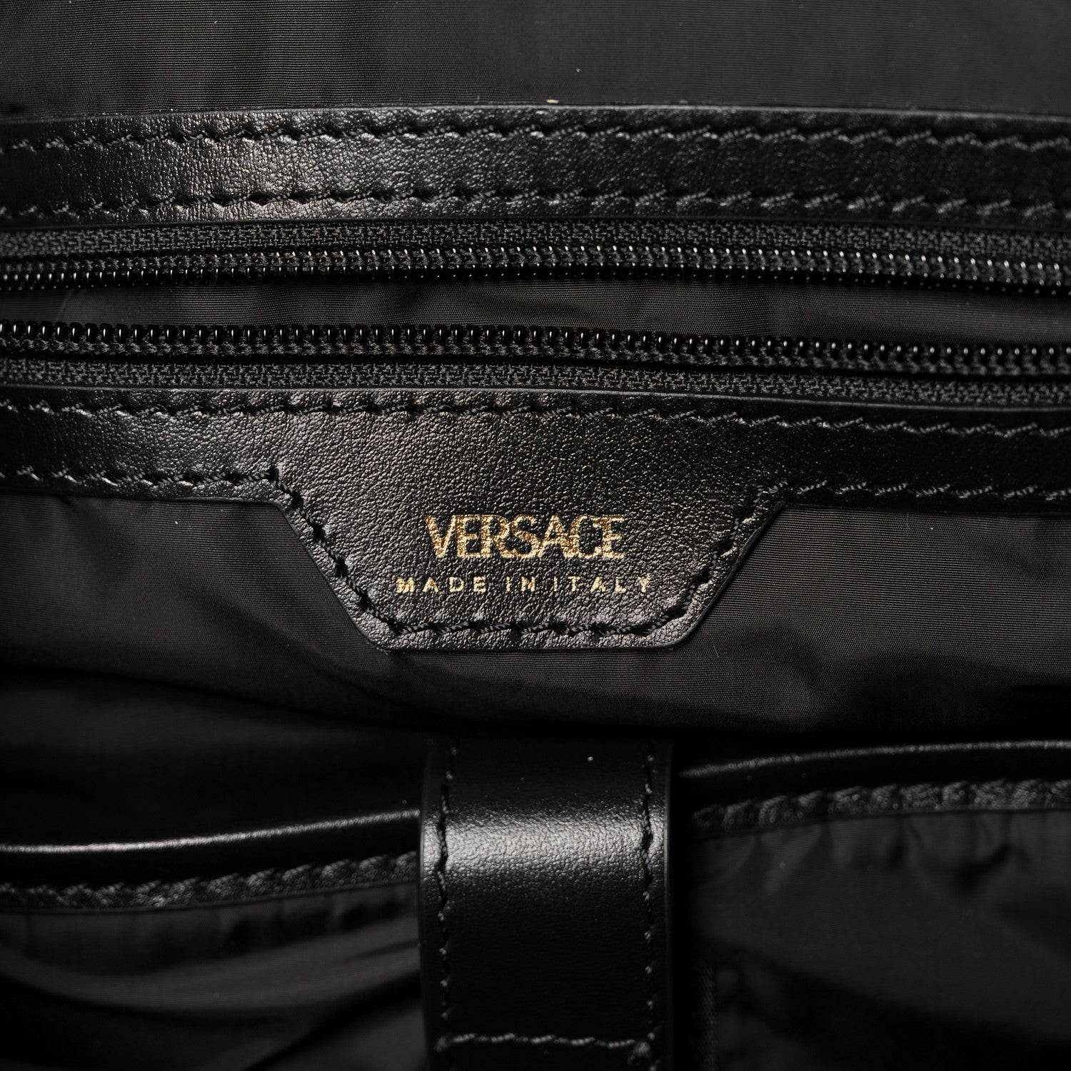 Versace Vinyl Chain Print La Medusa Backpack Black Gold 6 of 12