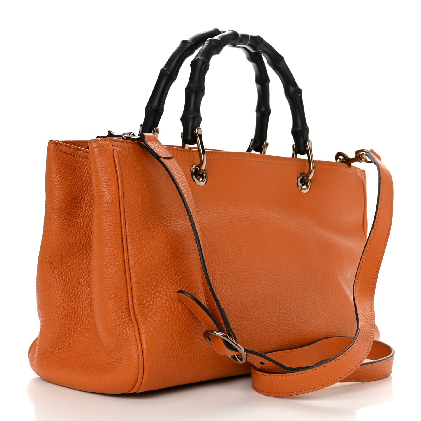 Cellarius Calfskin Medium Bamboo Shopper Tote Orange
