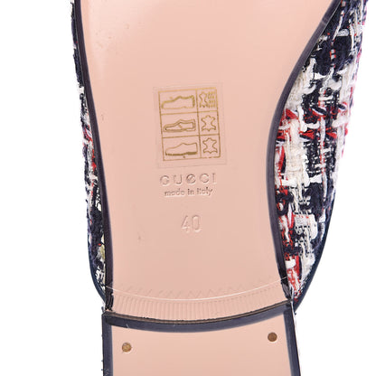 Gucci Tweed Check Womens Princetown Slippers 40 Gardenia Ink Blue Agata 8 of 9